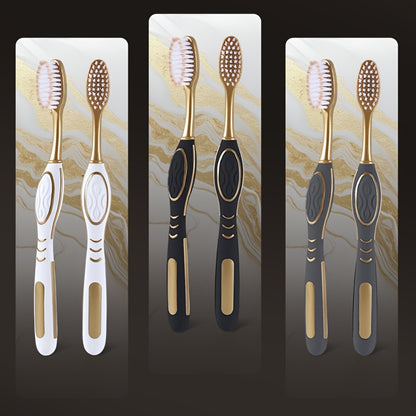 Soft Bristle Travel Toothbrush Set 6-Pack - Anti-Slip Olive-Shaped Handle, White Platinum Series for Adults & Couples - Portable Household Toothbrush Kit, Travel Essentials Bathroom Accessory