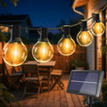 120ft Outdoor Solar Powered Garland Lights, 50+3 ST38 LED Solar Powered Outdoor Garden Light Bulbs, 5 Modes IP44 LED Garland Lights for Terrace, Patio, Party, Warm White