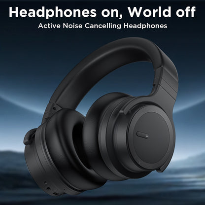 Over-Ear ANC Headphones 32dB Noise Cancelling – Wireless Bluetooth, 30H Playtime, Rich Bass, Built-in Mic, Memory Foam Ear Pads, Adjustable Headband – Black, Red, Blue, Green, Pink & Yellow