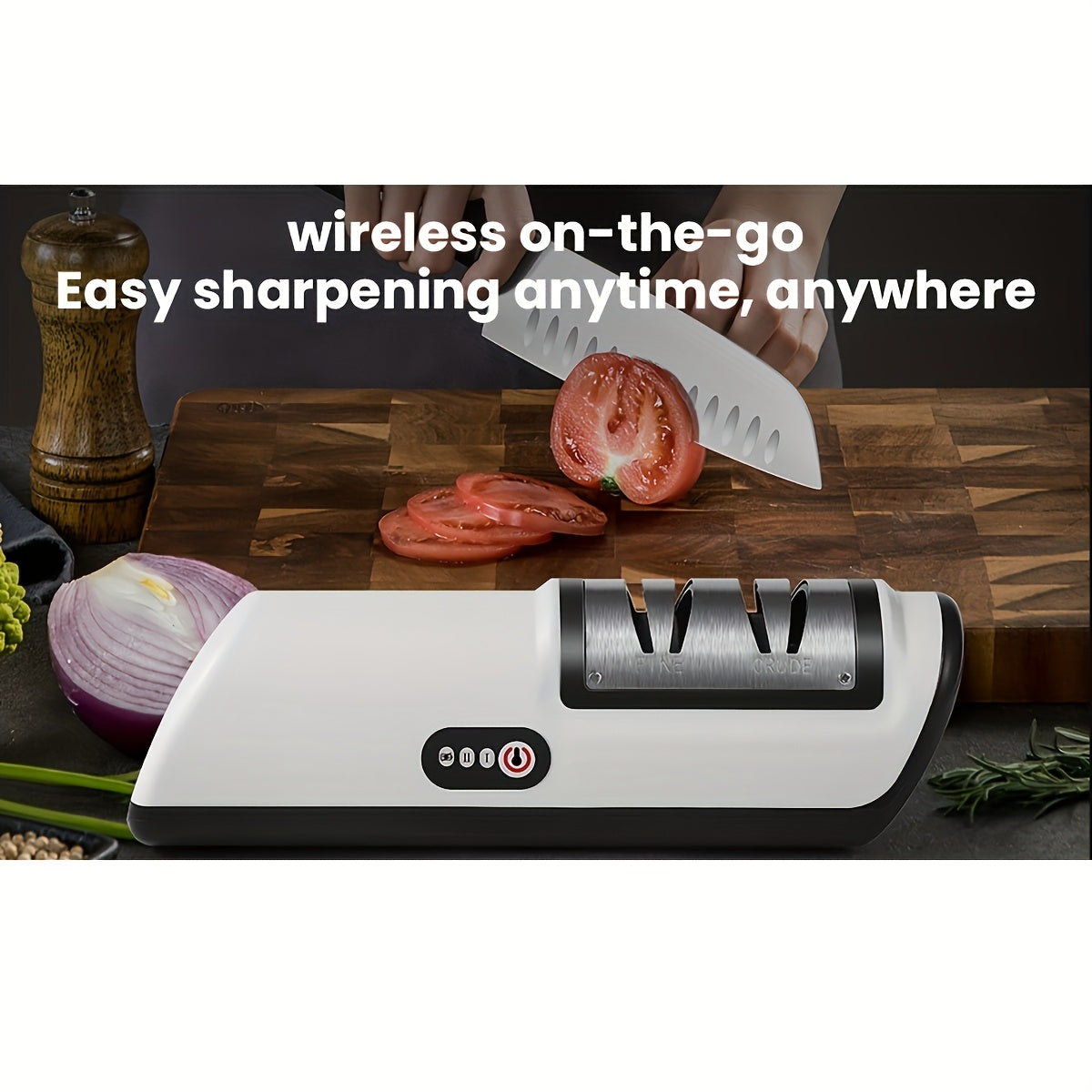 USB Rechargeable Electric Knife Sharpener Professional Sharpening & Polishing Tool for Kitchen Knives, Chef's Knives, Santoku, Paring & Ceramic Blades, Cordless Portable Blade Grinder, Orange Pink Black White