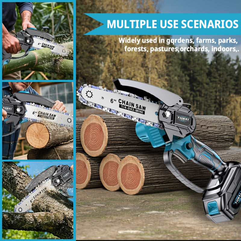 Cordless Mini Chainsaw Handheld - Lightweight Battery-Powered Electric Chainsaw for Tree Trimming & Branch Pruning - Compact One-Hand Garden Chainsaw for Home Yard, Wood Cutting & Outdoor Use