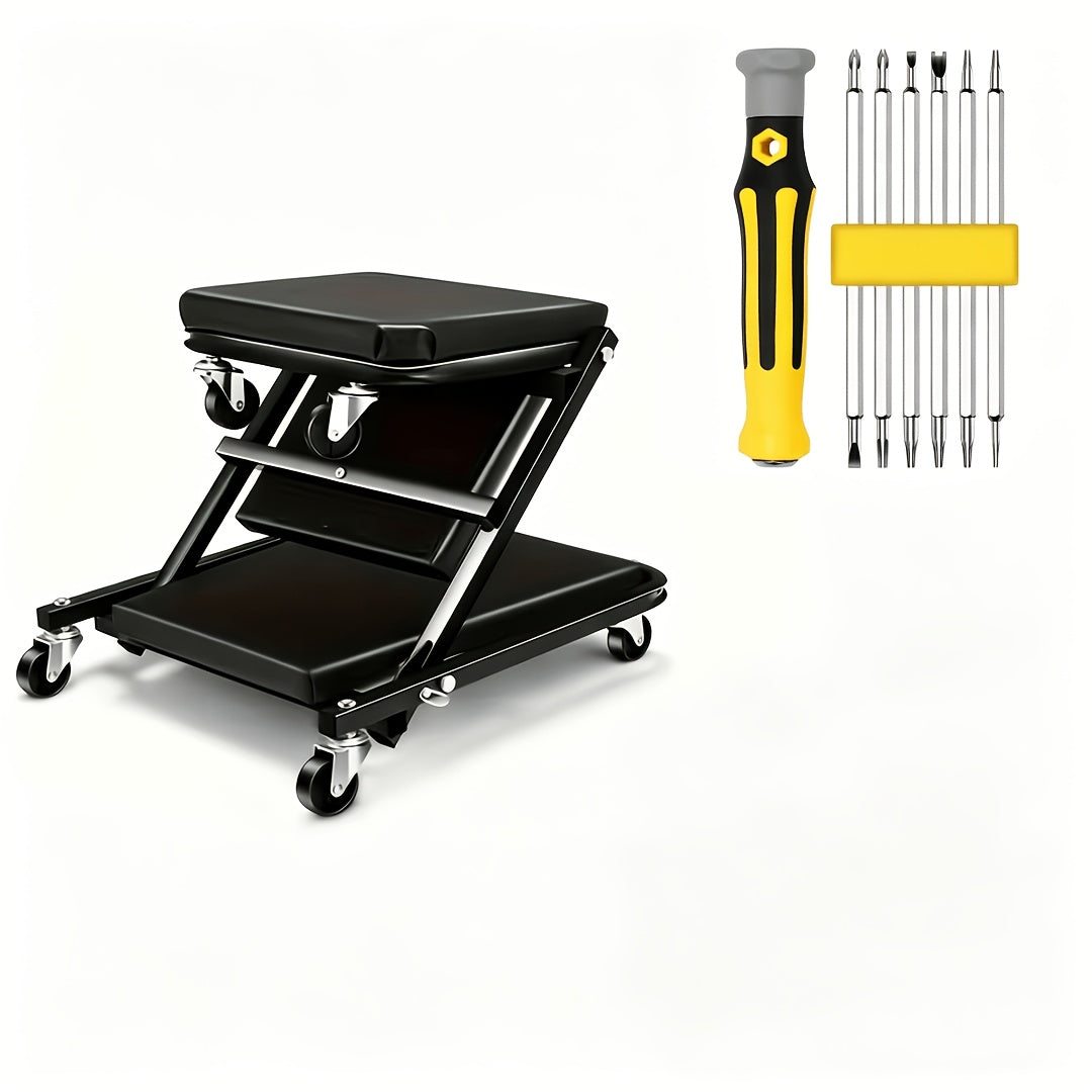 36-inch 2-in-1 Z Crooked Seats, 2-in-1 / Shop Crawler. Weight Capacity Chair Adjustable Roller Folding Car Crawler with 6 2.5-inch Wheels for Car Repair.Store, Lying Or Sitting, Red, Valentine's Day Gifts for Men, Boyfriends, Husbands, and Partners.