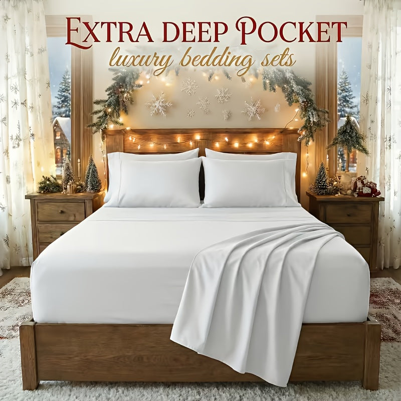 Bamboo Cooling Bed Sheet Set 4/6pcs Luxury Soft – Deep Pocket Elastic Breathable Hotel Sheets & Pillowcase Set, Twin Full Queen King – ShopVora CA