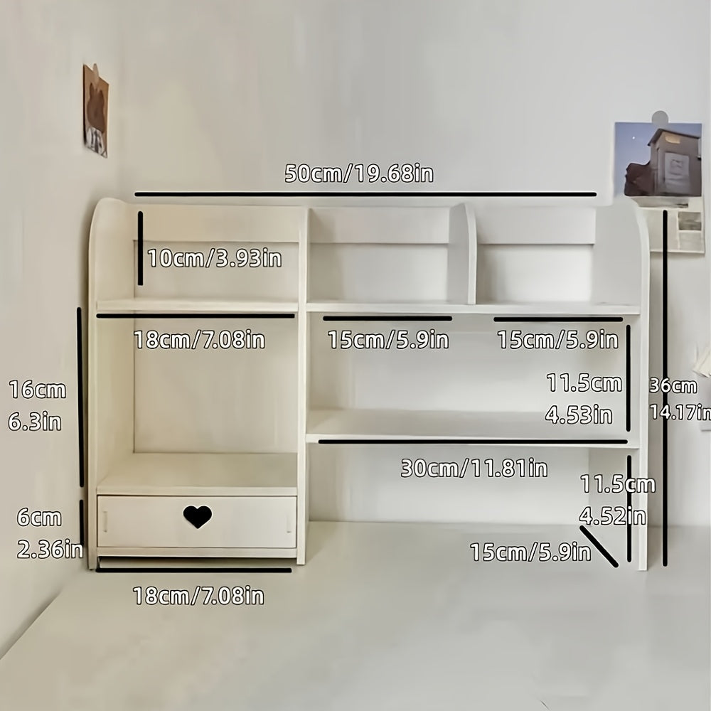 Desktop Storage Box Multi-Level Shelves Makeup Organizer - Rectangular Office Supplies & Cosmetics Storage Cabinet, Spacious Desk Organizer for Home & Office, Clear Workspace Solution