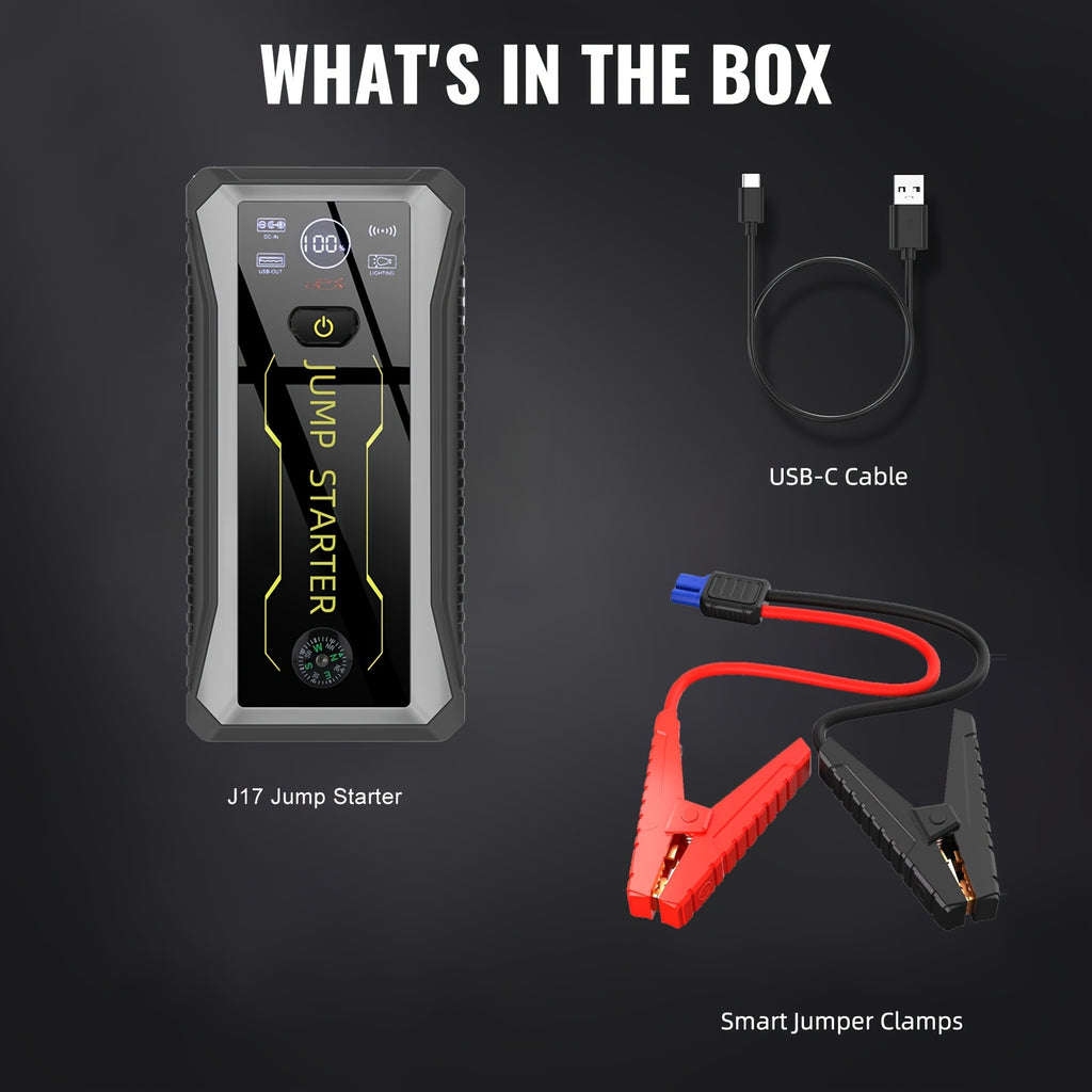 7000A Peak Car Jump Starter Only Optional 7000A Peak Portable Car Jump Starter With Air Pump, Jump Starter Para, Car Accessories Tools, LED Light, Tire Inflator Battery Booster With Led Flashlight And Jumper Cable, Car Battery Charger, Power Bank