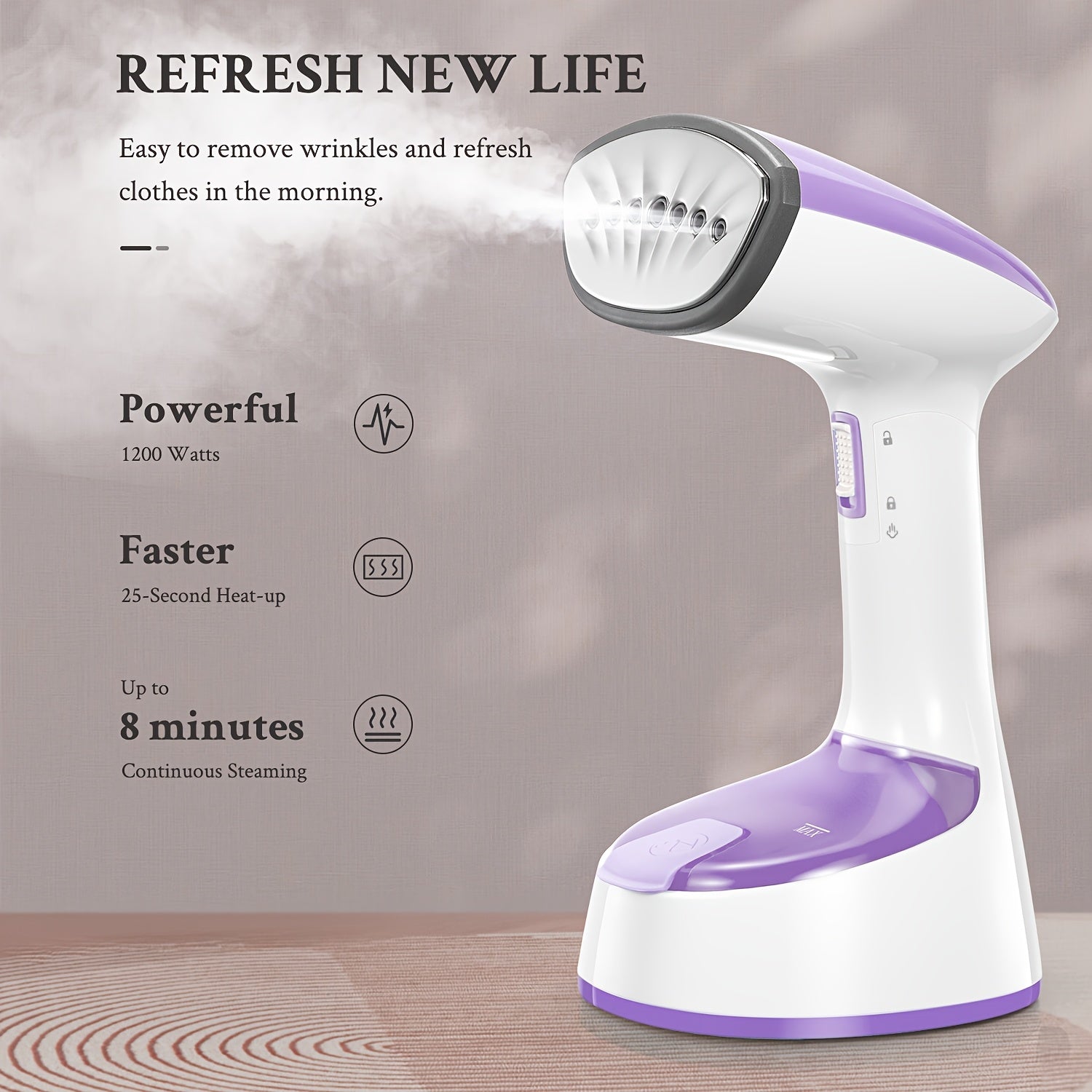 Handheld Clothes Steamer 1200W – Folding Garment Wrinkle Remover with Brush Head, 20G/Min Steam Output, 25-Sec Fast Heat-Up | Portable Travel & Home Steamer | 4 Colours | ShopVora CA