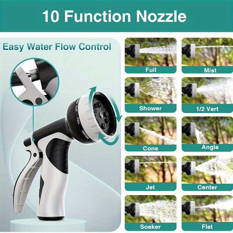 100Ft Heavy Duty Stainless Steel Garden Water Pipe with 10 Function Nozzle, 3/4" Connector, Flexible Leak-Proof Design for Yard, Lawn, Car Wash, Pet Cleaning - Durable Outdoor Water Pipe, Reinforced Construction, Specialized Gardening