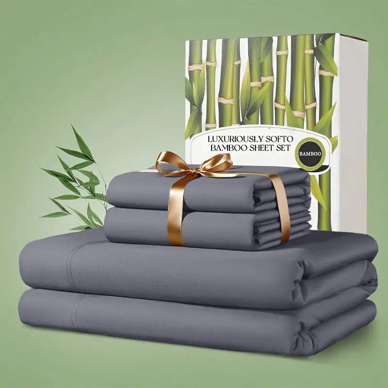 2200TC Ultra Cooling Bamboo Bed Sheets 4pcs – Silky Soft Breathable Deep Pocket 16", Hotel-Quality Bedding Set for Hot Sleepers, King Queen Twin Full Size
