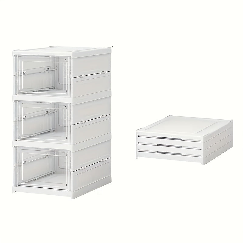 3/6-Tier Modern Foldable Shoe Box, Breathable Shoe Storage Organizer, Dustproof Home Storage Container, Space-Saving Large Capacity Storage Solution, Freestanding Plastic Storage Bin with Lid, Transparent, Dustproof, No-Assembly Organizer Rack