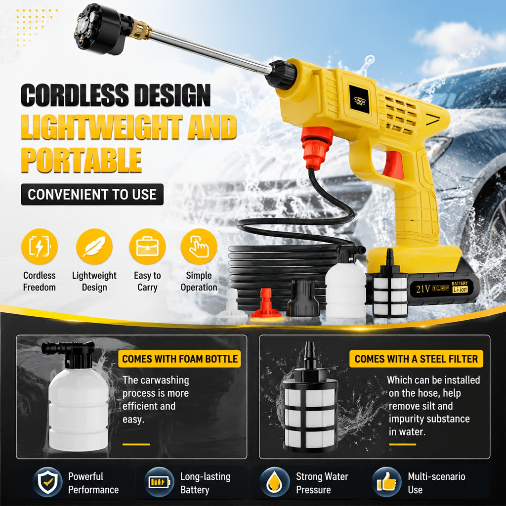 2026 New Portable Household Lithium-ion High-pressure Water Gun, High-pressure Cleaning Machine, Ergonomically Designed Grip, Suitable for Outdoor Vehicle Cleaning and Watering Operations, Courtyard Maintenance