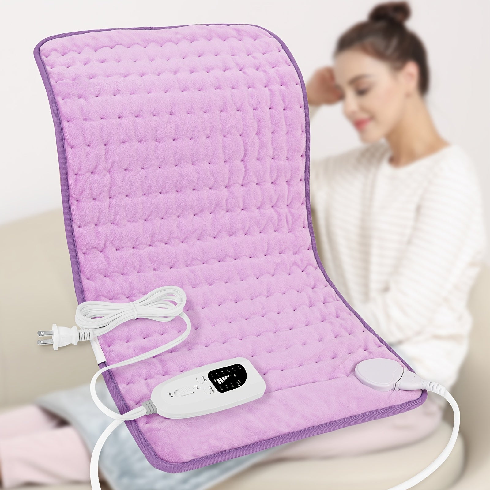 XL Electric Heating Pad 24x12in – 6 Heat Levels up to 140°F, 4 Timer Settings, Machine Washable, Plush Velvet for Back Neck Shoulder Leg Knee, Gift for Parents Canada