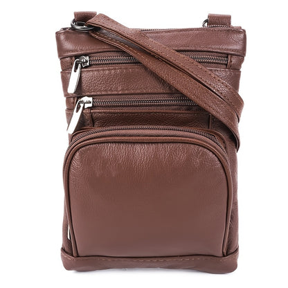Genuine Leather Shoulder Bag with Adjustable Strap – Multifunctional Messenger Crossbody Handbag with Smartphone Pocket | Regular & Plus Sizes | 10 Colours | ShopVora CA