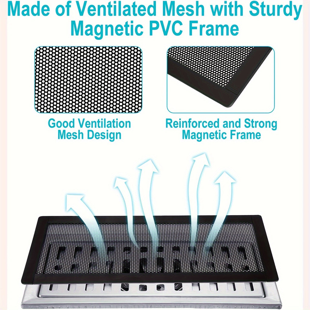 6pcs 6pcs Magnetic Vent Cover for Home Floor Vent - 4x10 Inch PVC Mesh Grille Air Ventilation, Dust & Debris Prevention, Pest Control, Ideal for Ceiling & Floor Vents, Ideal for Heating & Cooling Systems and Air Purifiers