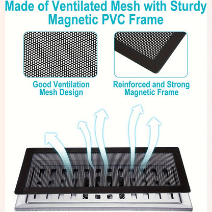 Magnetic Vent Covers 6-Pack 4x10 Inch PVC Mesh Grille – Air Ventilation Covers for Floor & Ceiling Vents | Dust, Debris & Pest Control for Heating, Cooling & Air Purifier Systems, Easy No-Tool Install