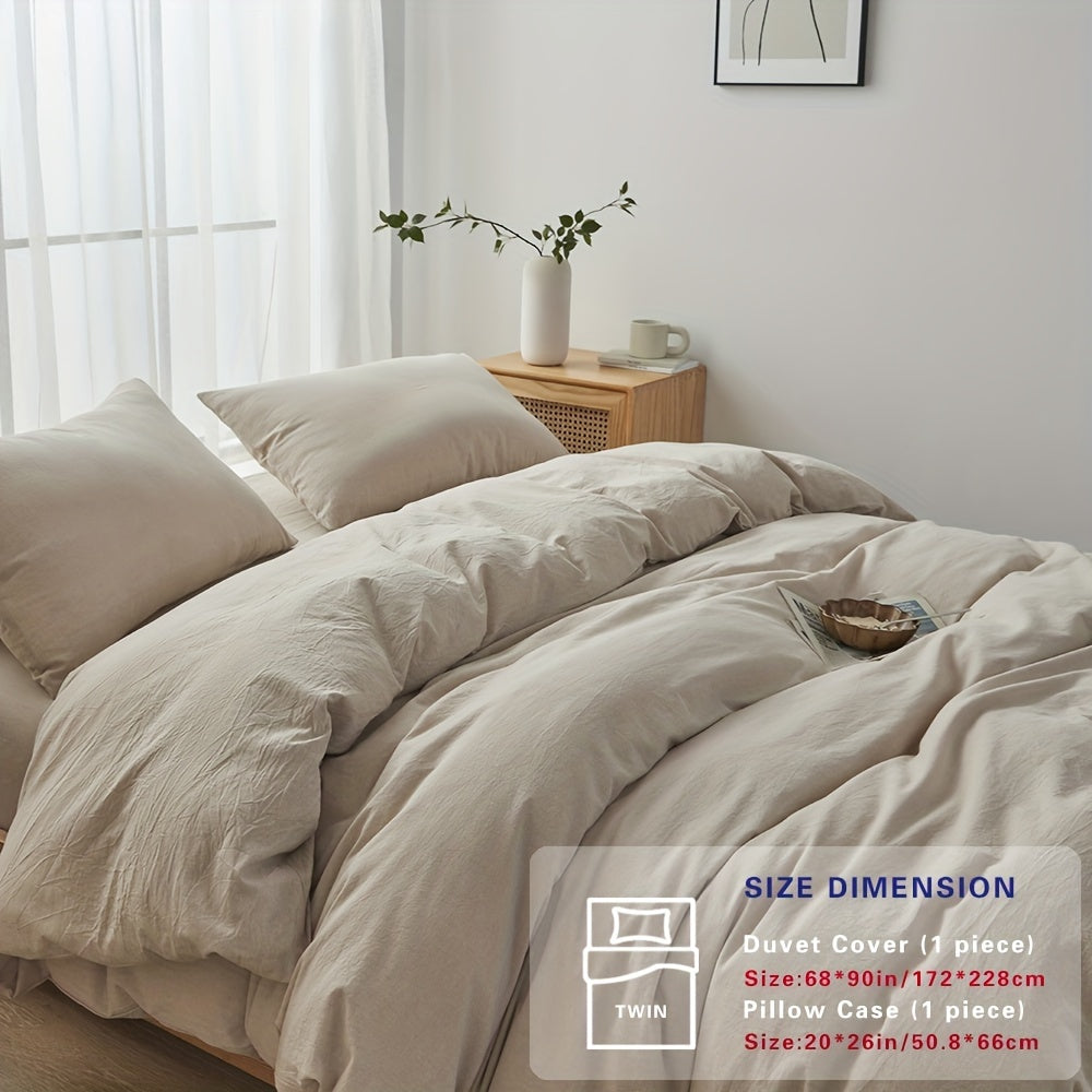 100% Washed Cotton Duvet Cover Set – Breathable, Durable & Ultra-Soft Comfy Bedding Set for All Seasons, Multiple Sizes & Colours