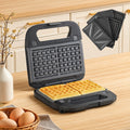 3-in-1 Waffle, Grill & Sandwich Maker with Removable Non-Stick Plates, Panini Press & Waffle Iron Set for Grilled Cheese, Burgers, Steaks & Snacks (Black)