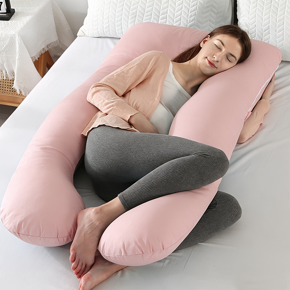 U-Shaped Pregnancy Pillow 47 Inch with Velvet Removable Cover – Full Body Maternity Pillow for Sleeping, Back & Belly Support for Pregnant Women & Adults