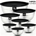 Mixing Bowl with Airtight Lid, Set of 14pcs Stainless Steel Bowls (7 Bowls And 7 Lids), Sizes 5, 3.7, 2.8, 2.3, 1.7, 0.7QT, Perfect for Mixing And Serving, Stainless Steel Bowl Set, Stainless Steel Basin Set