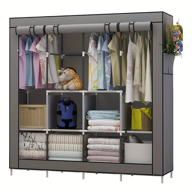 Portable Closet Large Wardrobe Closet Clothes Organizer With 6 Storage Shelves, 4 Hanging Sections 4 Side Pockets, Portable Closets