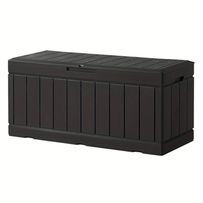88 Gallon Resin Deck Box Outdoor Lockable Storage Box – Waterproof Large Cushion Storage Bench for Patio, Backyard, Pool Supplies & Sports Equipment