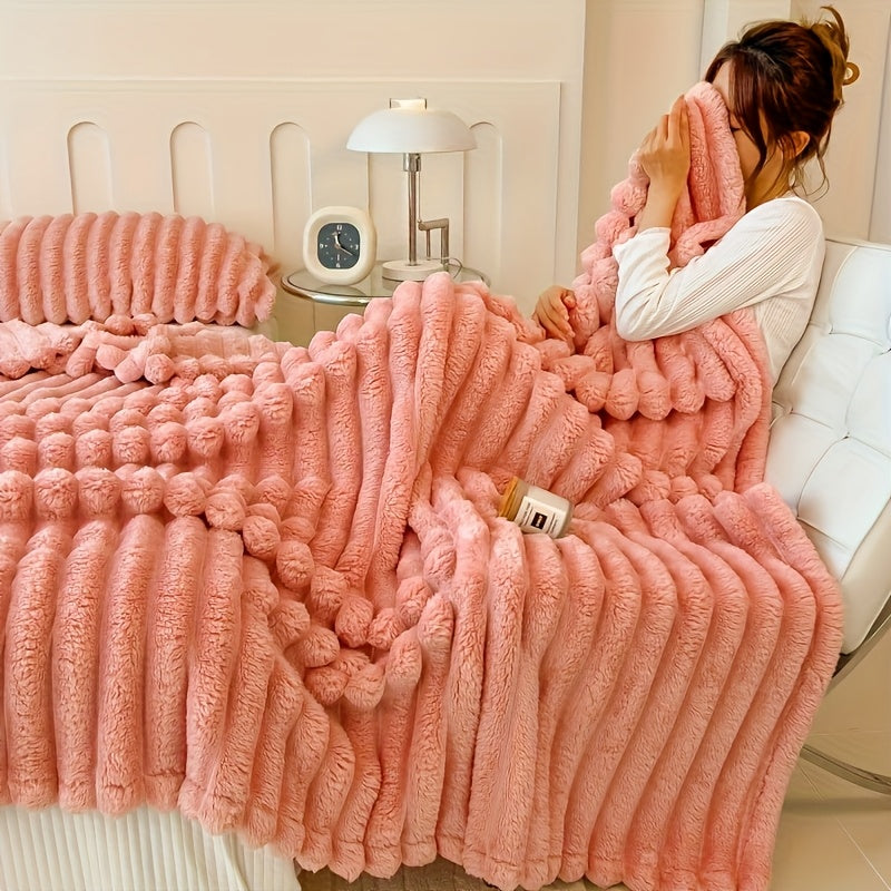 Extra Large Blanket 108 in X 90 in X 90 in Thickened Blanket Soft And Comfortable Faux Rabbit Hair Reversible Blanket Thermal Fleece Blanket Nap Blanket Air Conditioning Blanket Office Outdoor Camping Gift Blanket Perfect for All Seasons