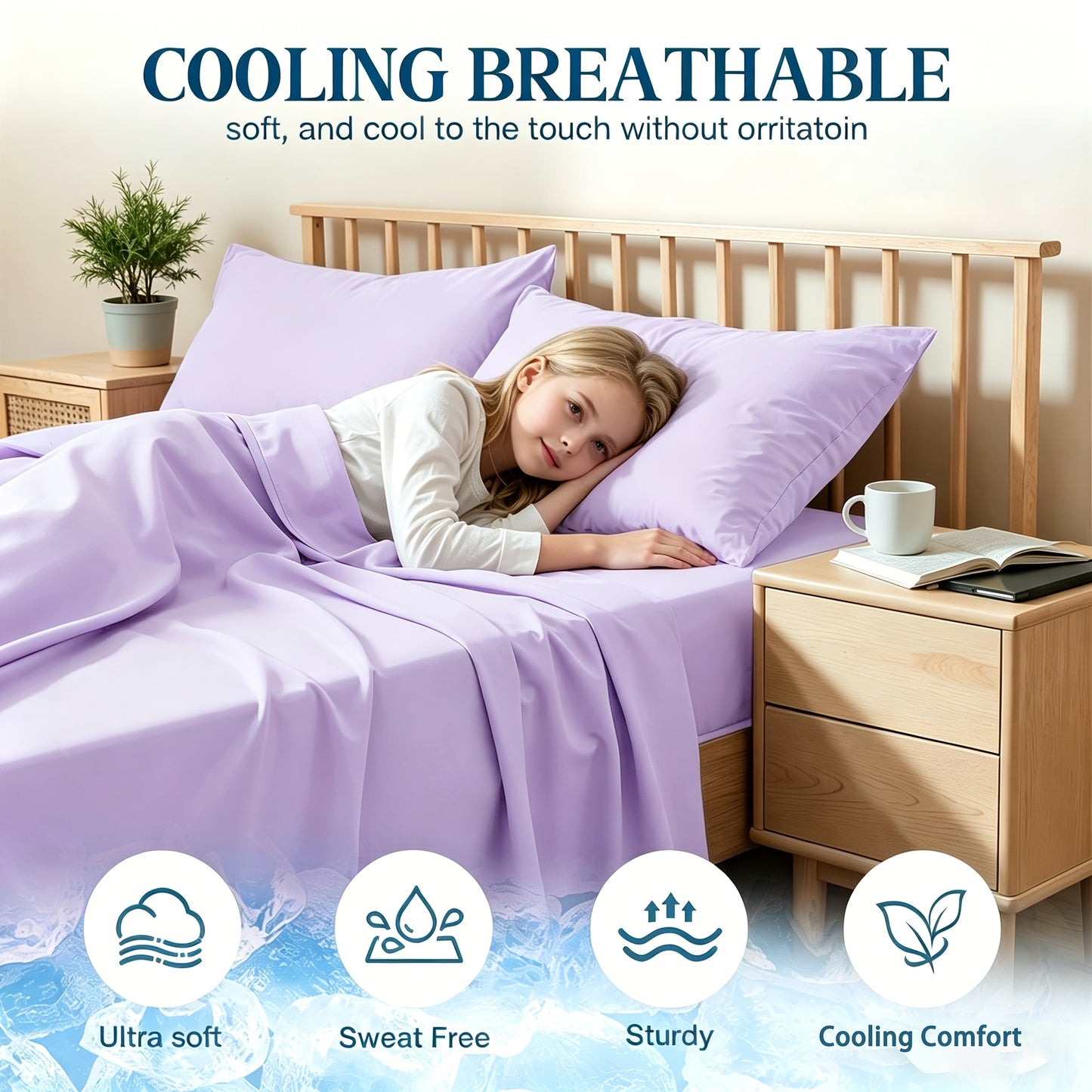 Ice Cooling Bed Sheet Set – Breathable Smooth Sheets for Hot Sleepers, Fitted Sheet Flat Sheet & Pillowcases, Twin Full Queen King, 10 Colours – ShopVora CA