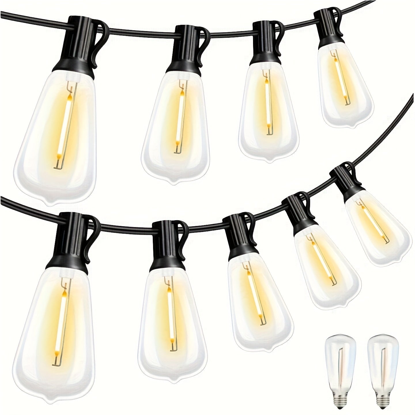 Shatterproof Outdoor String Lights 50ft 100ft 150ft Warm White Dimmable Patio Lights with ST38 LED Edison Bulbs, Connectable Hanging Lights for Backyard, Balcony, Porch & Party – Indoor Outdoor Garden Decor