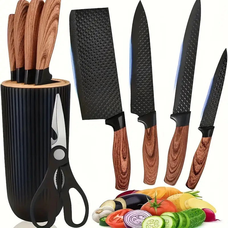 7pcs Kitchen Tool Set, Including Stainless Steel Kitchen Knives, Fruit Knives, Chicken Bone Scissors, Etc., Essential Items for Home Kitchens And Restaurant Cooking