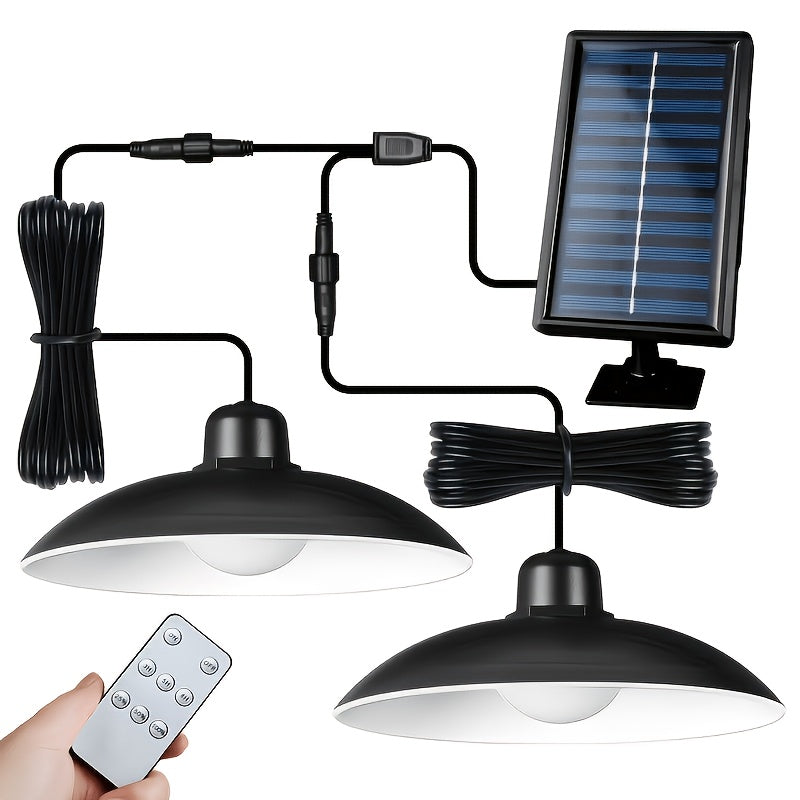 Solar Outdoor Roof Light IP55 Waterproof - Auto On/Off Dusk to Dawn Solar Chandelier Lamp for Gazebo, Barn, Chicken Coop, Courtyard, Garage, Campsite & Porch - Wireless Solar Hanging Light