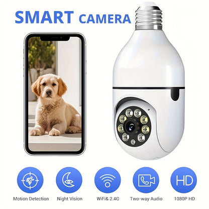 Light Bulb Security Camera 1080P 360° E27 WiFi 2-Pack, 5GHz Indoor Outdoor Wireless Screw-In Cam, Full Colour Night Vision Motion Detection – Home Security Lightbulb Camera