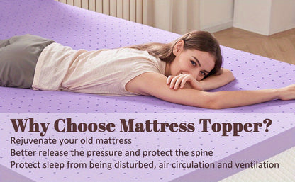 Cool Gel Memory Foam Mattress Topper 1.5"/2"/3"/4" Thick - Ventilated Breathable Cooling Pad, Stain Resistant, Fits All Mattress Sizes - Purple | ShopVora CA
