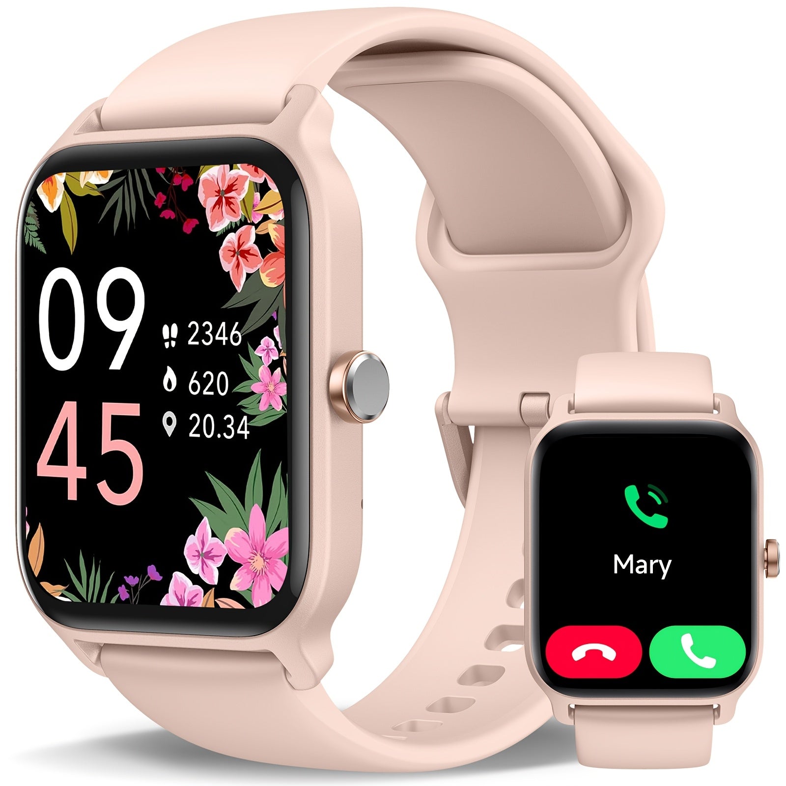 Smartwatch with Built-in Alexa, 1.8" HD Touch Screen, Answer & Make Calls, 100+ Sports Modes, Waterproof Fitness Tracker with Pedometer for iPhone & Android – Smart Watch for Women & Men