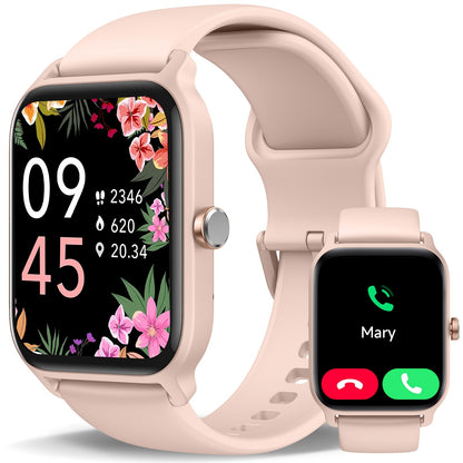 Smartwatch with Built-in Alexa, 1.8" HD Touch Screen, Answer & Make Calls, 100+ Sports Modes, Waterproof Fitness Tracker with Pedometer for iPhone & Android – Smart Watch for Women & Men