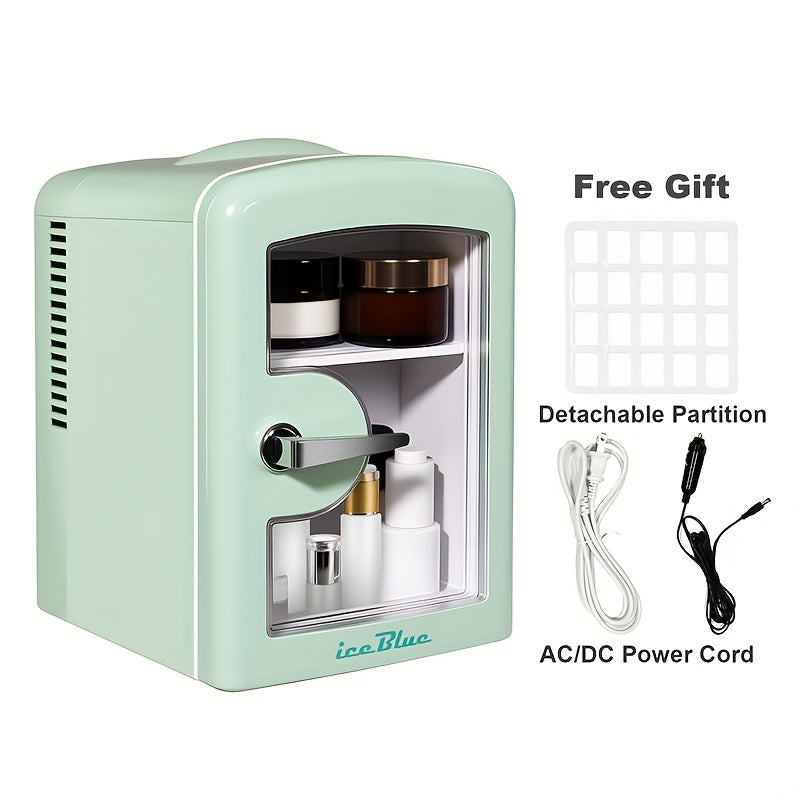 Mini Fridge 1.06 Gallon Portable Skincare Refrigerator - 12V DC Compact Quiet Cooler for Bedroom, Dorm, Car & Desk, Ideal for Cosmetics & Beverages, Cute Christmas Gift for Her
