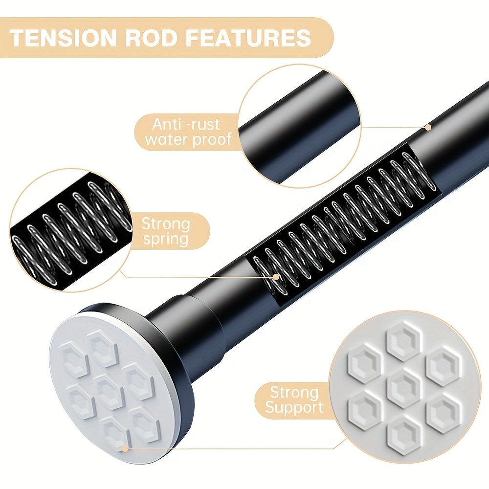 Room Dividing Tension Curtain Rod, No Drilling Freestanding Room/Wall Divider Rod, Adjustable Heavy Duty Floor to Ceiling Self Stand