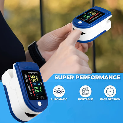 Fingertip Pulse Oximeter – Blood Oxygen Saturation & Heart Rate Monitor, SpO2 Meter with LED Display, Fast Reading for Home Sports Seniors, Variant Blue Grey Black