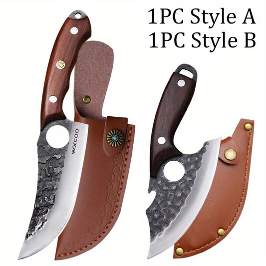 2pcs/ 4pcs Kitchen Chef Knife Set Stainless Steel Kitchen Convenience Multipurpose Knife Professional Vegetable Chopper Boning Knife Barbecue Knife Fish Knife Cheese Pizza Small Pocket Knife with Sheath Wood Handle for Camping Knife Outdo
