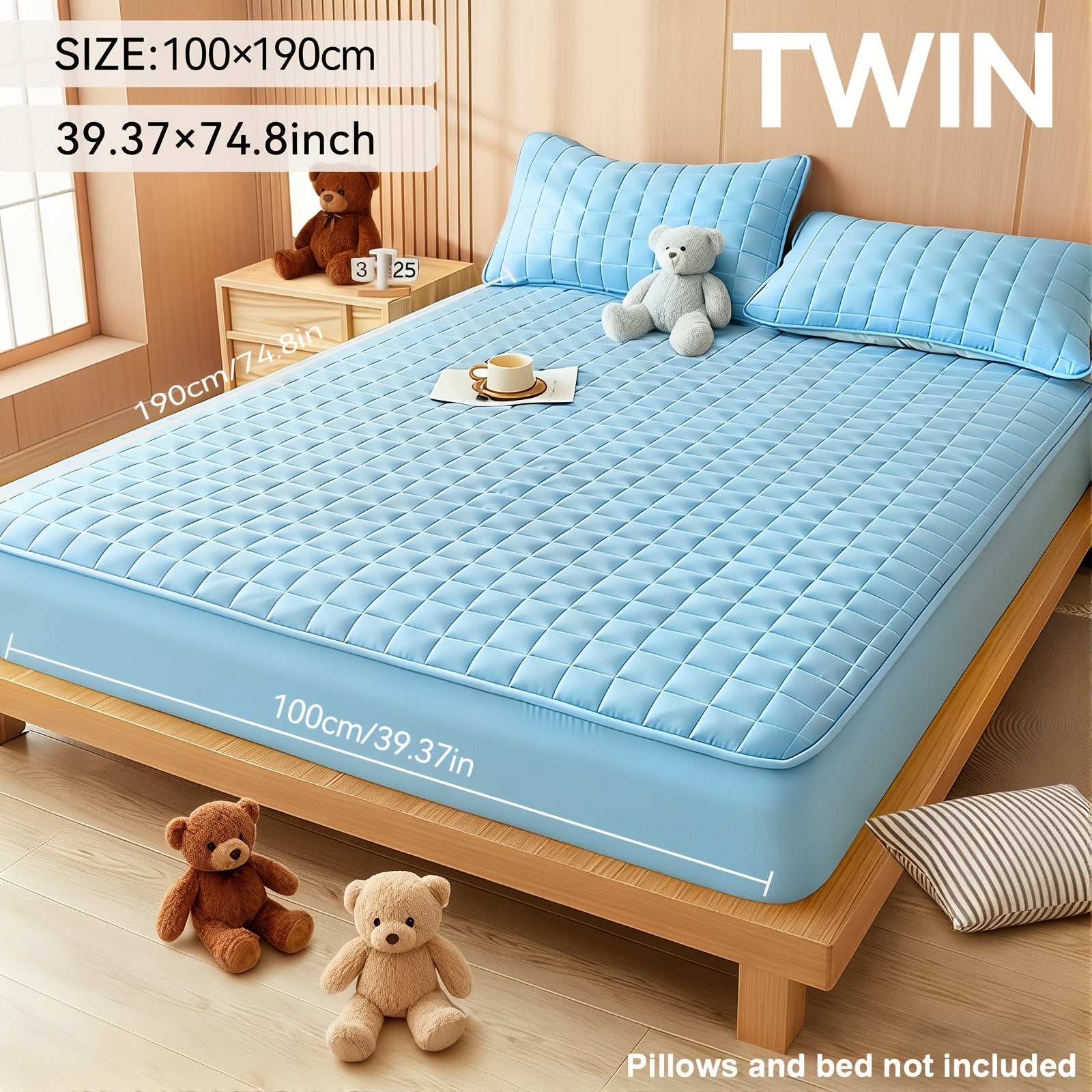Waterproof Mattress Protector Cover Fitted Sheet Thickened Breathable Mattress Topper Pad Twin Full Queen King Size Bedroom Guest Room Hotel Comfortable Durable Bed Cover