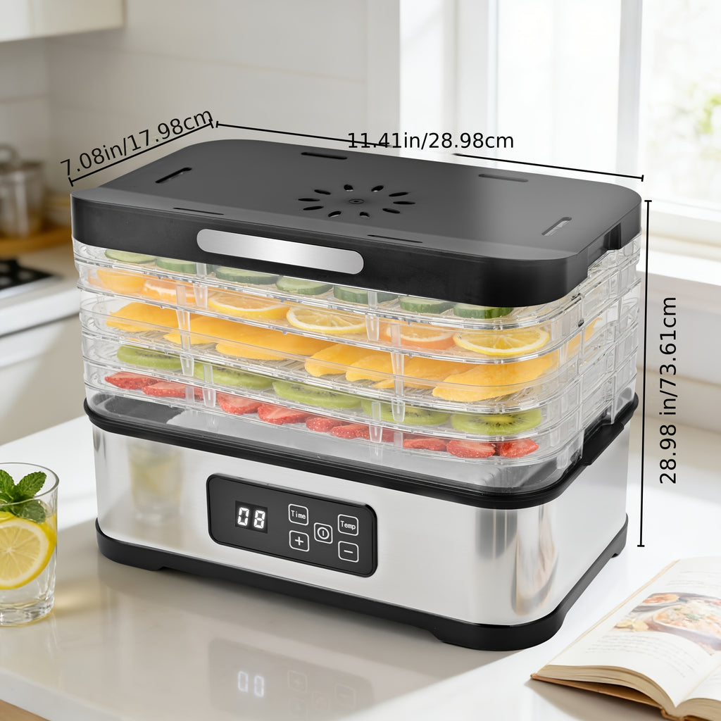 Upgrade5-Tray Food Dehydrator Machine with Digital Timer & Thermostat - for Jerky, Fruits, Herbs, Veggies, Yogurt, Pet Treats - Energy-Saving, Ultra-Quiet, Easy Clean with DishwasherSafe Trays - Perfect for Home Kitchen, Raw Diet, Camping, RV, Gifts