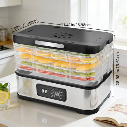 5-Tray Food Dehydrator Machine with Digital Timer & Thermostat – For Jerky, Fruits, Herbs, Veggies, Yogurt & Pet Treats, Energy-Saving, Ultra-Quiet, Dishwasher-Safe Trays