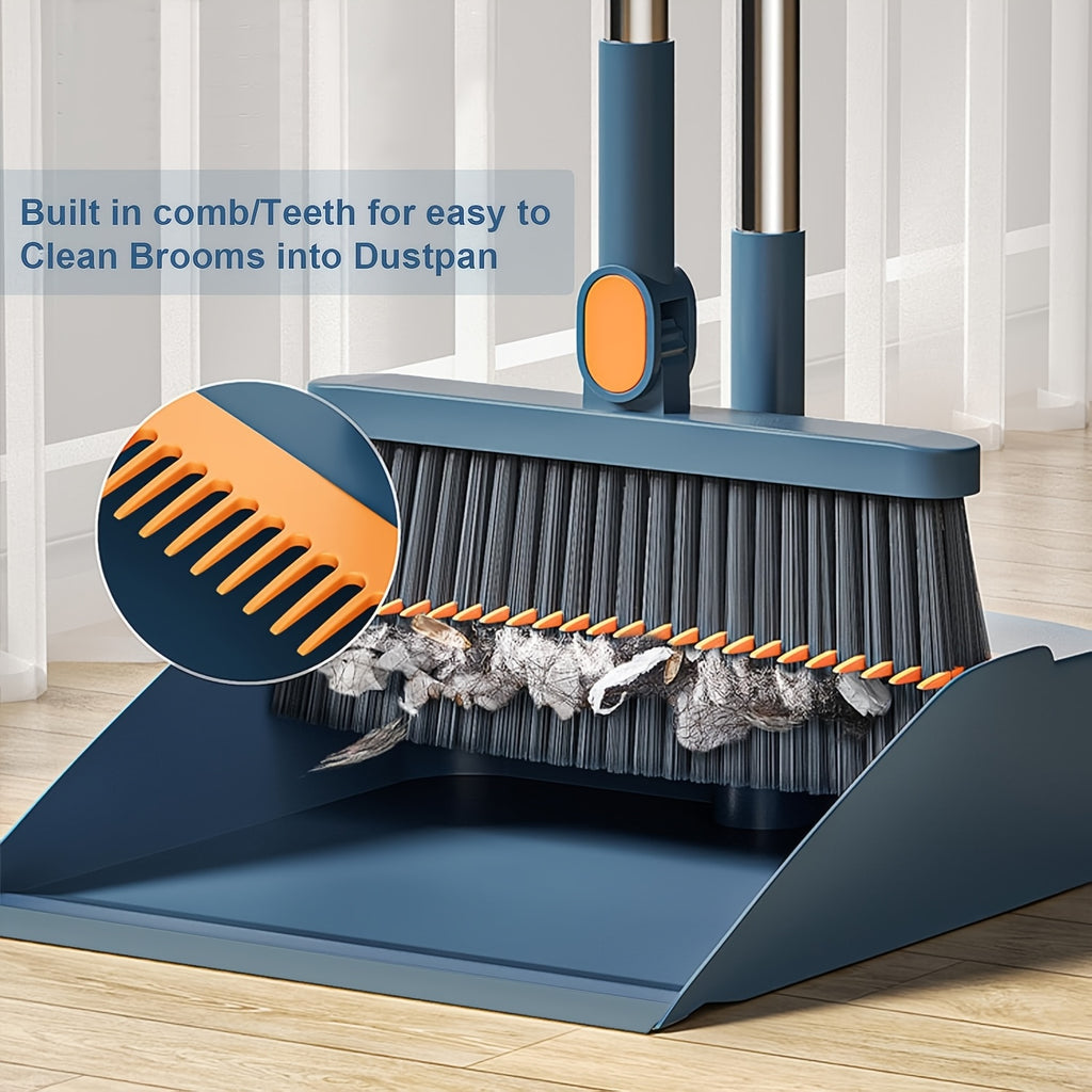 2-In-1 Foldable Broom And Dustpan Set Rotating Design Multi-Functional Household Cleaning Tool Combination Convenient Storage for Effortless Cleaning Practical Set for Home Kitchens And Bathrooms Holiday Gift