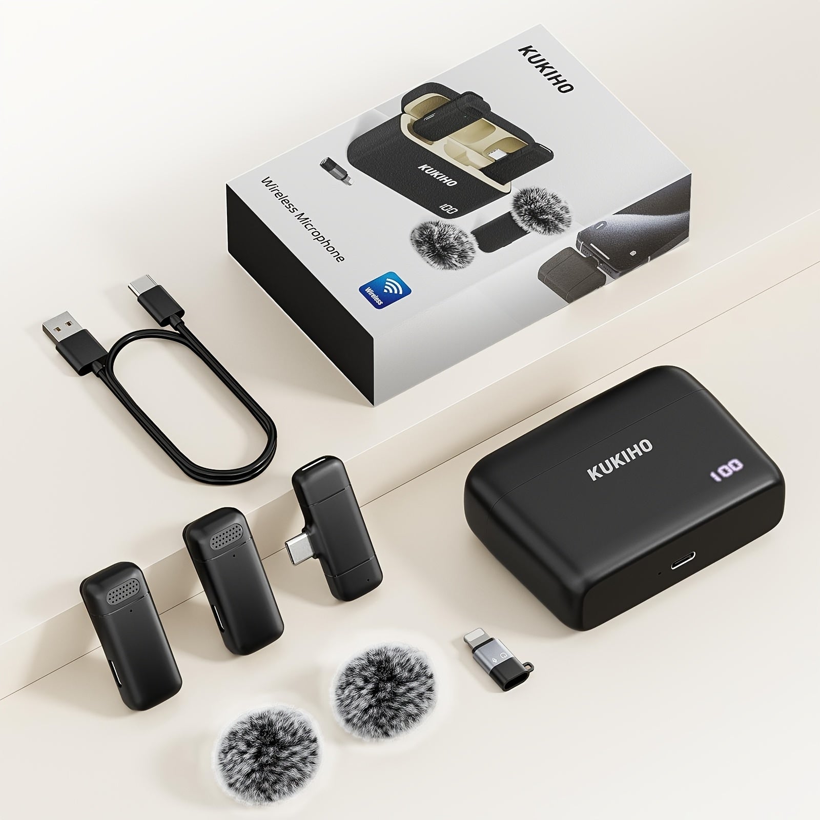 Wireless Lavalier Microphone – 36H Battery, Noise Cancellation, 135ft Range, USB-C