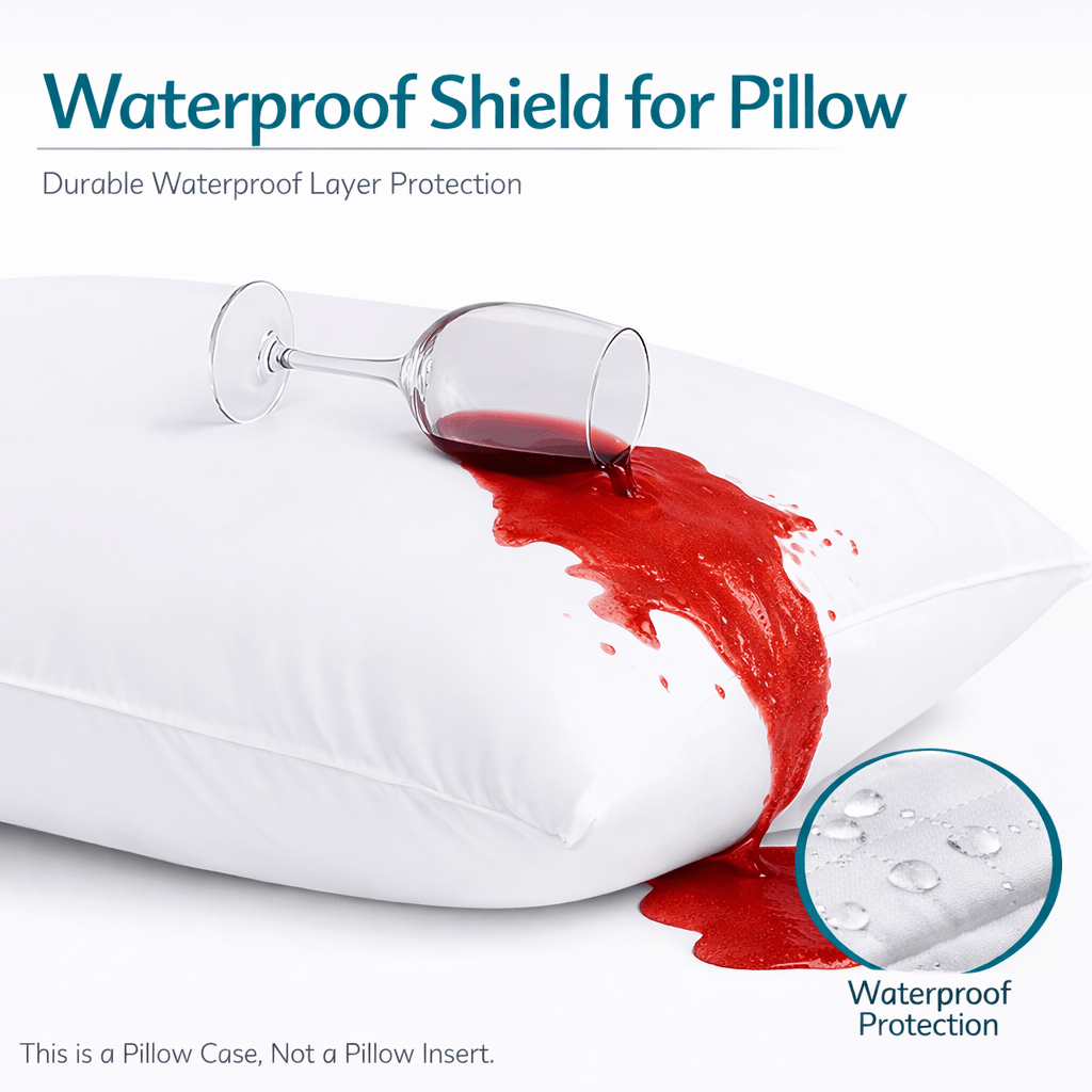 Pack of 4 Waterproof Zippered Pillow Protector, Soft and Nioseless Pillow Protector with Zipper - Waterproof and Machine Washable - Breathable Pillowcases - Protects Pillows from Dirt, Dust and Debris - Zippered Pillow Encasement, Available in Queen, Stan