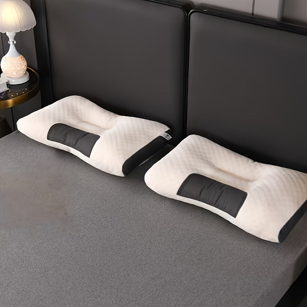Buy 1 Get 1 Free, Total Of 2pcs Soft Massage Neck Couple Pillow - Adjustable Ergonomic Orthopedic Contour Support, High Quality Pillow Core, Removable Cover for Sleeping Comfortable, Breathable Bedding, Durable Polyester, Moisture Absorbing, Sleep Aid, Ho