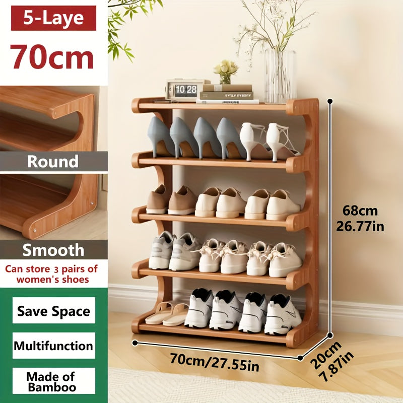 Multi-layer Bamboo Shoe Rack, Wood Grain Finish, Suitable for Dormitories And Home Entrances, Easy to Assemble, Brown, Freestanding, Practical Multi-layer Storage Rack, Home Storage, Multiple Scenarios.