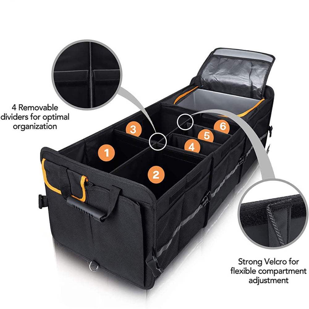Car Trunk Storage Box Cargo Organizer Collapsible Size Adjustable w/ Lid for Car SUV