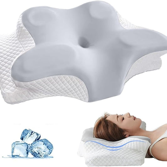 1pc Memory Foam Pillows Butterfly Shaped Relaxing Cervical Slow Rebound Neck Pillow Sleeping Orthopedic Pillow Bedding,Cervical Pillow for Neck and Shoulder, Memory Foam Neck Pillow, Upgraded Ergonomic Orthopedic Neck Support Pillow for Back Side Stomach