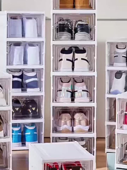 Foldable Transparent Shoe Box 3 6 Tier Stackable Shoe Storage Organizer Dustproof Breathable with Lid No Assembly Freestanding Plastic Shoe Rack - Space Saving Large Capacity, Canada