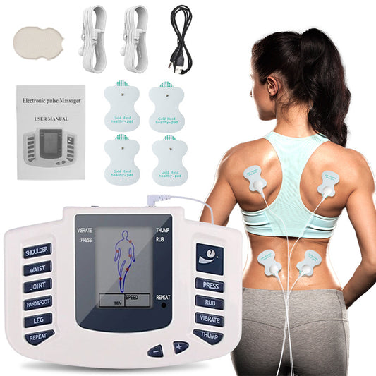 TENS EMS Dual Channel Muscle Stimulator | (4 Electrodes) for Relieving Back, Shoulder, And Knee Joints | Muscle Relaxation And Exercise Recovery, with 10 Modes And 8 Intensity Levels, The Best Gift for Family And Friends.