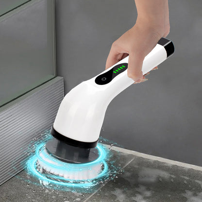 Cordless Electric Spin Scrubber – 9 Replaceable Brush Heads, Extendable Alloy Arm to 125cm, Dual Speed, for Floors, Bathrooms, Bathtubs & Car Cleaning